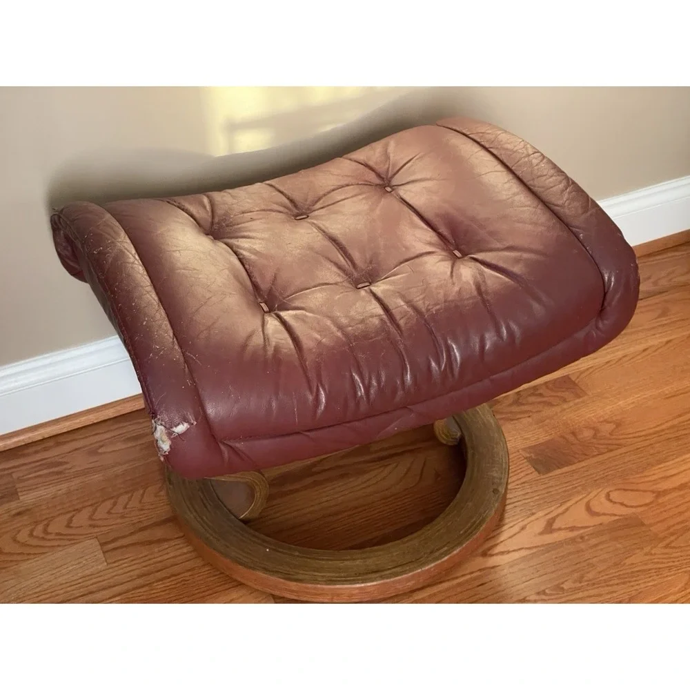 Ekornes Stressless Ottoman‎ Burgundy Leather Foot Stool